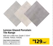 Lennox Glazed Porcelain Tile Range 600mm X 600mm-Per Sqm