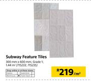 Subway Feature Tiles 300mm X 600mm-Per Sqm