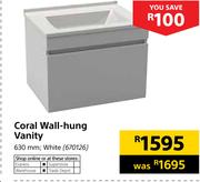 Coral Wall Hung Vanity 630mm White
