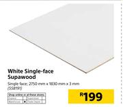 White Single Face Supawood-2750mm x 1830mm x 3mm