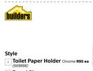 Builders Style Toilet Paper Holder Chrome-Each