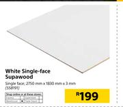 White Single Face Supawood-2750mm x 1830mm x 3mm