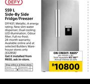 Defy 559Ltr Side By Side Fridge/Freezer