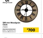 Designhouse 590mm Woodgrain Clock