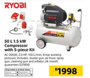 Ryobi 50Ltr 1.5 KW Compressor With 5 Piece Kit