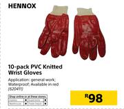 Hennox 10 Pack PVC Knitted Wrist Gloves