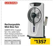 Goldair Rechargeable Mist Box Fan GMBFR-6112