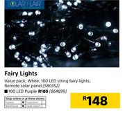 Solar 100 LED Fairy Lights Purple