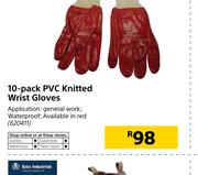 Hennox 10 Pack PVC Knitted Wrist Gloves