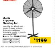 Goldair 26cm Hi-Power Standing Fan