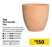 Egg Terracotta Pot 19cm(d) x 17cm(h)