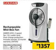 Goldair Rechargeable Mist Box Fan GMBFR-6112