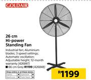 Goldair 66cm Hi-Power Standing Fan In Grey