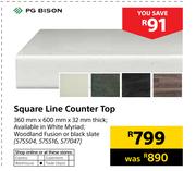PG Bison Square Line Counter Top-360mm X 600mm x 32mm Thick