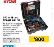 Ryobi 550W 13mm Impact Drill Kit