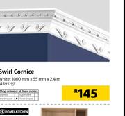 Swirl Cornice White-1000mm x 55mm x 2.4m
