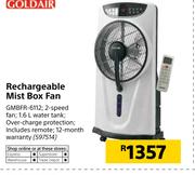 Goldair Rechargeable Mist Box Fan GMBFR-6112