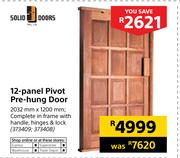 Solid Doors 12-Panel Pivot Pre Hung Door-2032mm X 1200mm