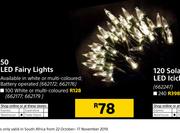 50 LED fairy Lights White Or Multi Coloured
