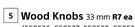 Wood Knobs-33mm Each