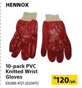 Hennox 10 Pack PVC Knitted Wrist Gloves-Per Pack