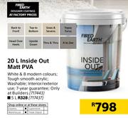 Fired Earth 20Ltr Inside Out Matt Pva