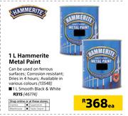 Hammerite 1Ltr Metal Paint Smooth Black & White
