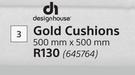 Design House Gold Cushions 500mm x 500mm