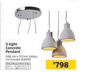 3 Light Concrete Pendant 1065mm x 170mm