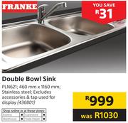 Franke Double Bowl Sink 460mm x 1160mm PLN621