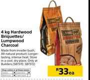 Living Out 4Kg Hardwood Briquettes/Lumpwood Charcoal-Each