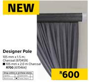 Designer Pole Charcoal-105mm x 1.5m