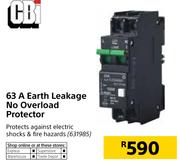 CBI 63A Earth Leakage No Overload Protector