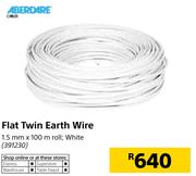 Aberdare Cables Flat Twin Earth Wire White-1.5mm x 100m   Roll