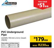 Marley PVC Underground Pipe Cream ULE420-110mm x 6m Each7