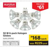 Eurolux 50W 6 pack Halogen Globes GU10-Per Pack