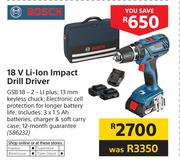 Bosch 18V Li-Ion Impact Drill Driver GSB18-2