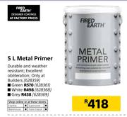 Fired Earth 5Ltr Metal Primer