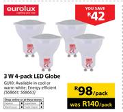 Eurolux 3W 4 Pack LED Globe GU10