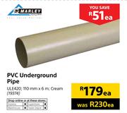 Marley PVC Underground Pipe Cream ULE420-110mm x 6m Each