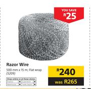Razor Wire 500mm x 15m; Flat Wrap