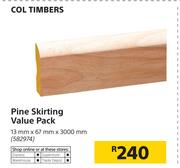 Col Timbers Pine Skirting Value Pack-13mm x 67mm x 3000mm
