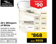 Fired Earth 20Ltr Whispers Of White