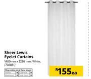 Sheer Lewis Eyelet Curtains 1400 x 2230mm (White)-Each