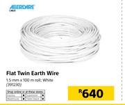 Aberdare Cables Flat Twin Earth Wire White-1.5mm x 100m Roll