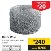 Razor Wire 500mm x 15m; Flat Wrap
