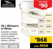 Fired Earth 20Ltr Whispers Of White