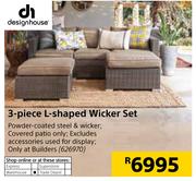 Design House 3 Piece L-Shaped Wicker Set