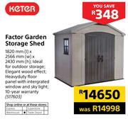 Keter Factor Gaden Storage Shed-1820mm(l) x 2566mm(w) x 2430mm(h) 