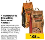 Living Out 4Kg Hardwood Briquettes/Lumpwood Charcoal-Each